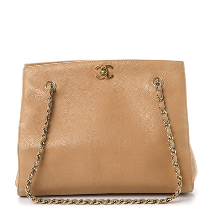 Chanel Caviar CC Small Tote Bag Beige 1 of 27