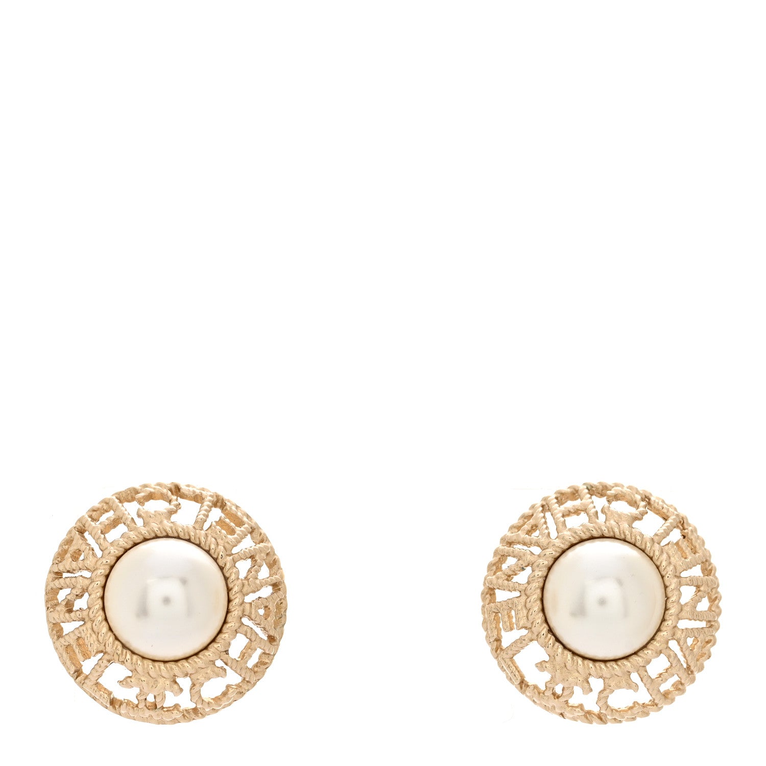 Chanel Pearl CC Round Rope Logo Earrings Gold 1 of 6