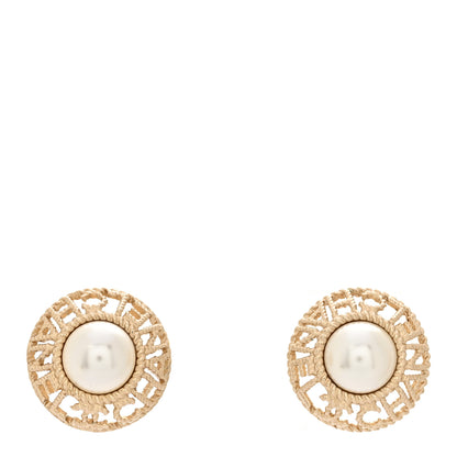 Chanel Pearl CC Round Rope Logo Earrings Gold 1 of 6