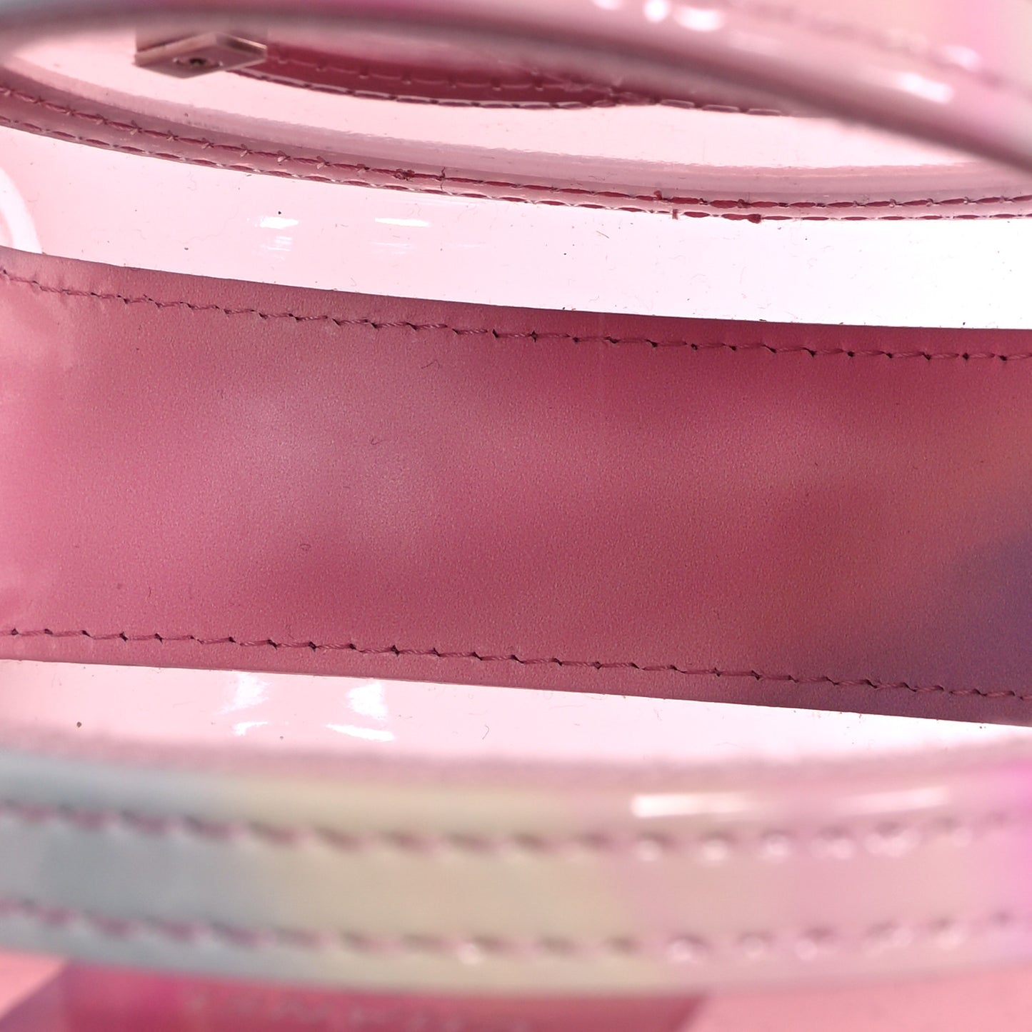 PVC Lambskin Filigree Round Clutch With Chain Pink