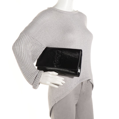 Saint Laurent Patent Monogram Large Belle De Jour Clutch Black 2 of 7