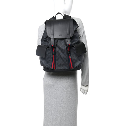 Gucci Soft GG Supreme Monogram Calfskin Web Double Buckle Backpack Black 2 of 13