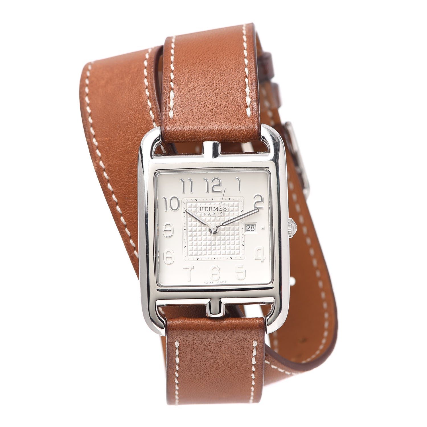 Hermes Stainless Steel Barenia 29mm Cape Cod Double Tour Quartz Watch Fauve 1 of 5