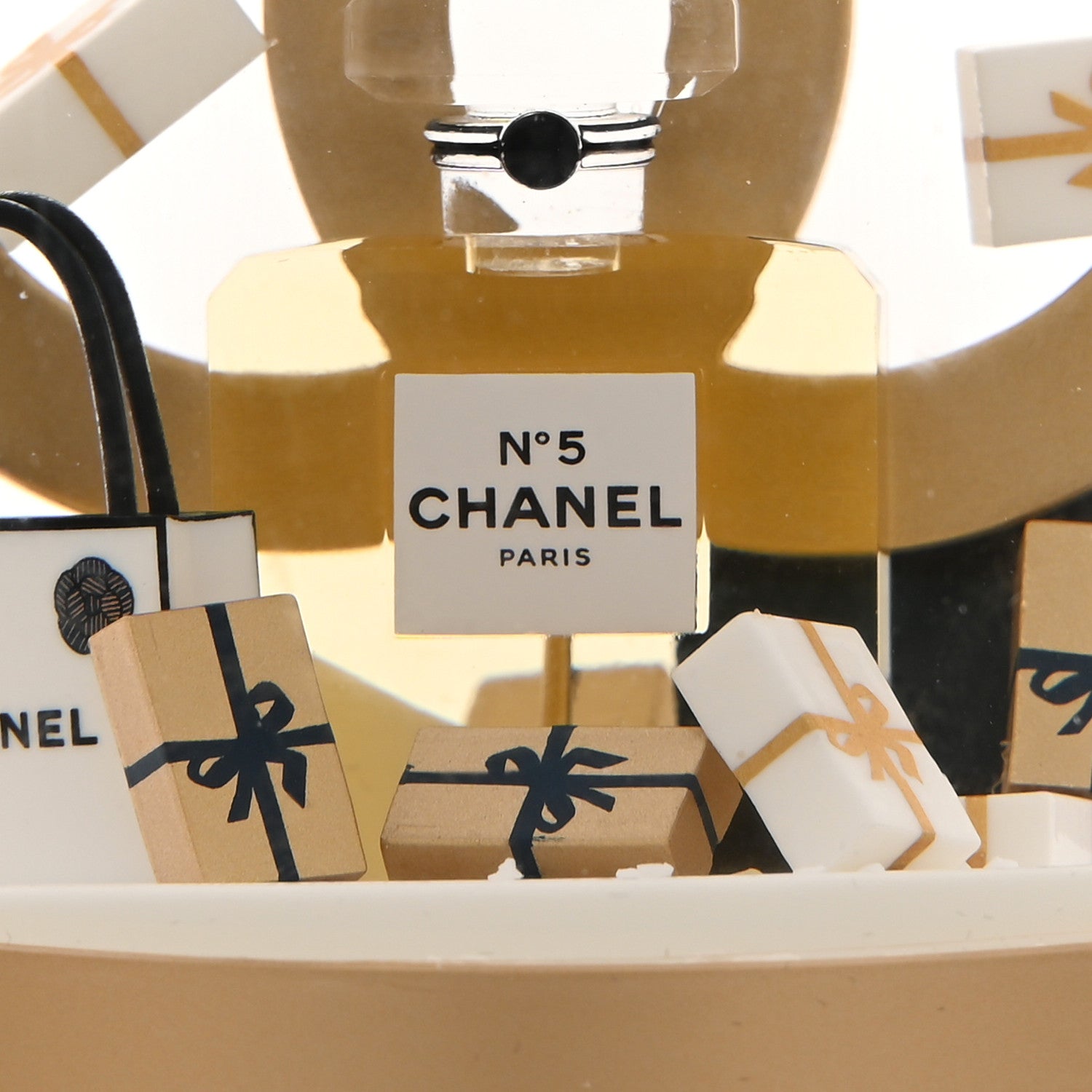 Chanel Glass CC Shopping Bag Snow Globe Gold 6 of 8