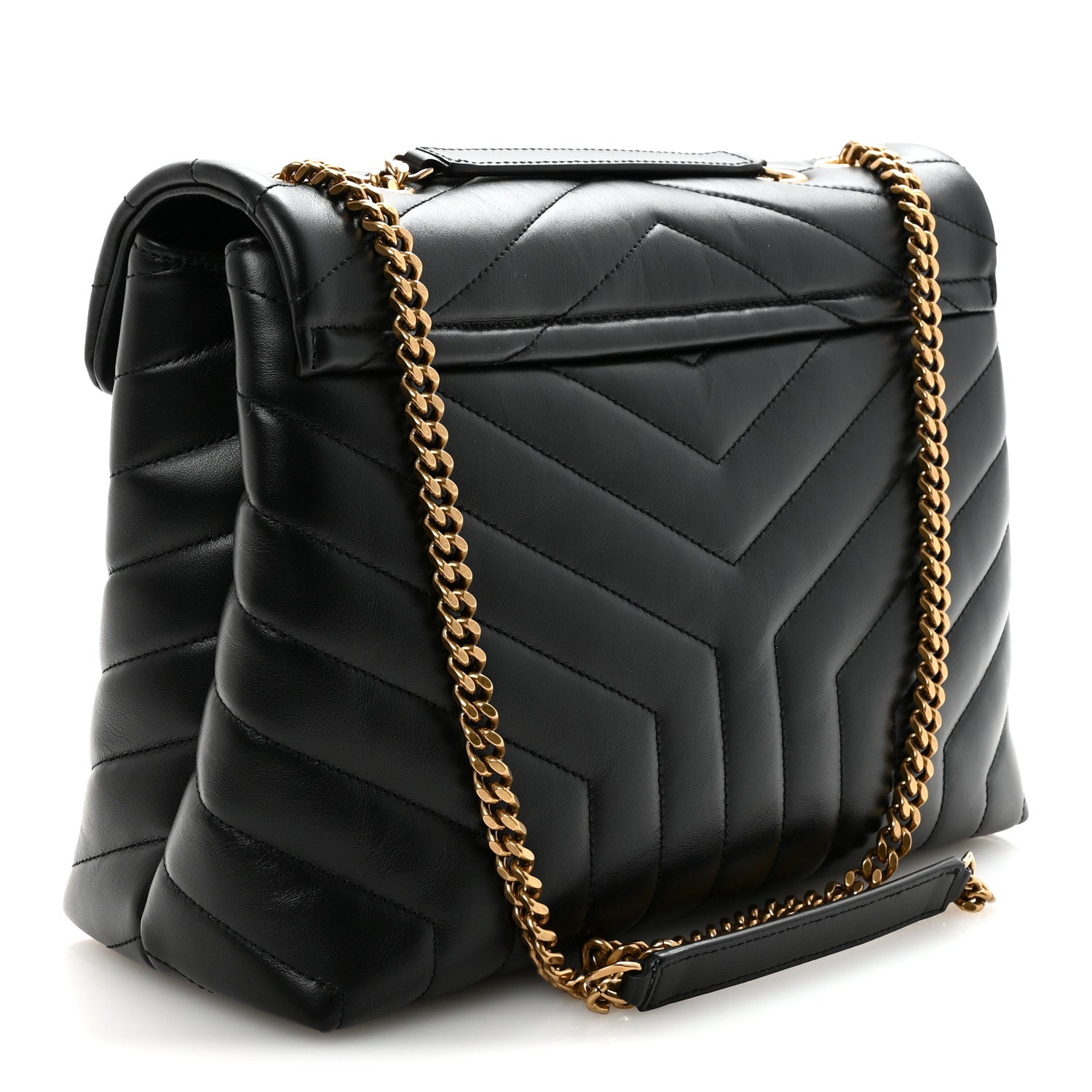 Saint Laurent Calfskin Y Quilted Monogram Medium Loulou Chain Satchel Black 3 of 9