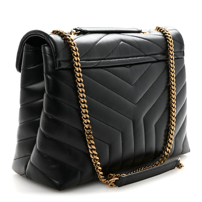 Saint Laurent Calfskin Y Quilted Monogram Medium Loulou Chain Satchel Black 3 of 9
