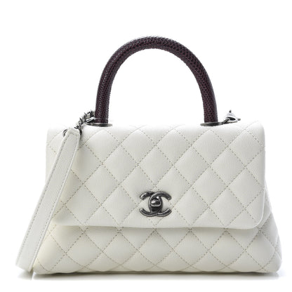 Chanel Caviar Lizard Quilted Mini Coco Handle Flap White 1 of 11