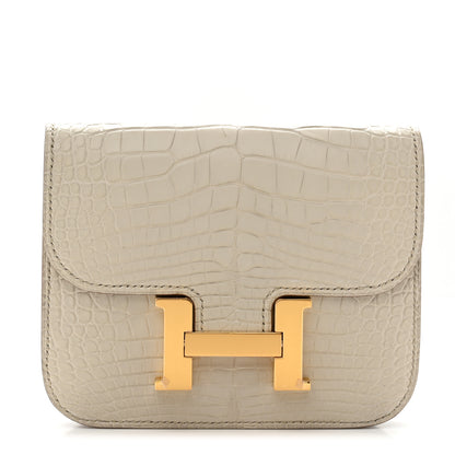Hermes Matte Alligator Constance Slim Wallet Beton 1 of 9