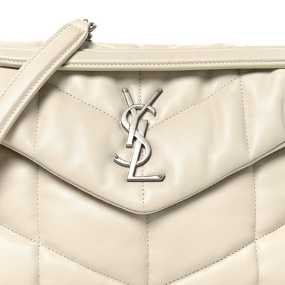 Saint Laurent Lambskin Quilted Small Loulou Puffer Monogram Chain Satchel Blanc Vintage 8 of 10