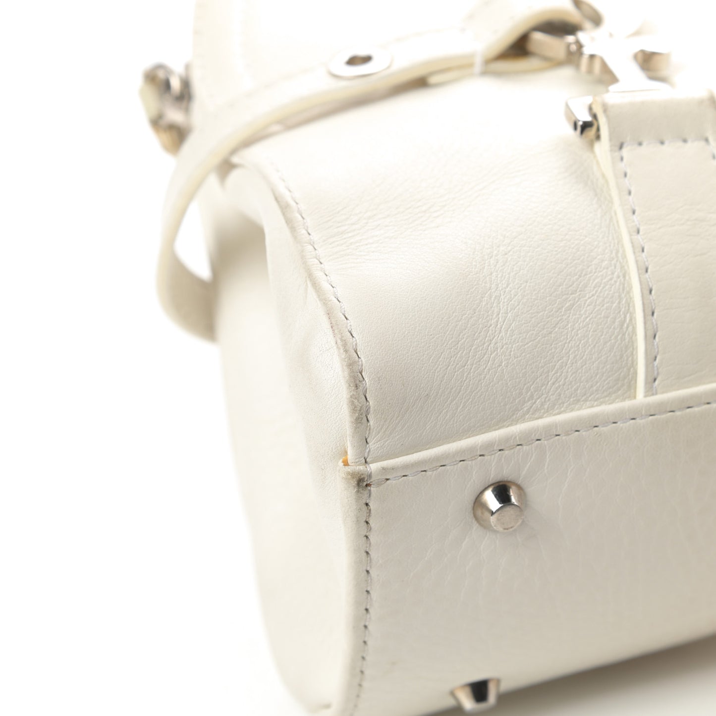 Calfskin Logo Charms Boston White