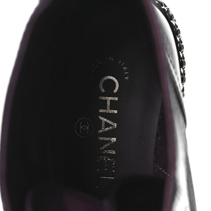 Chanel Crackled Calfskin Velvet Pearl Combat Short Boots 37 Black 7 of 11