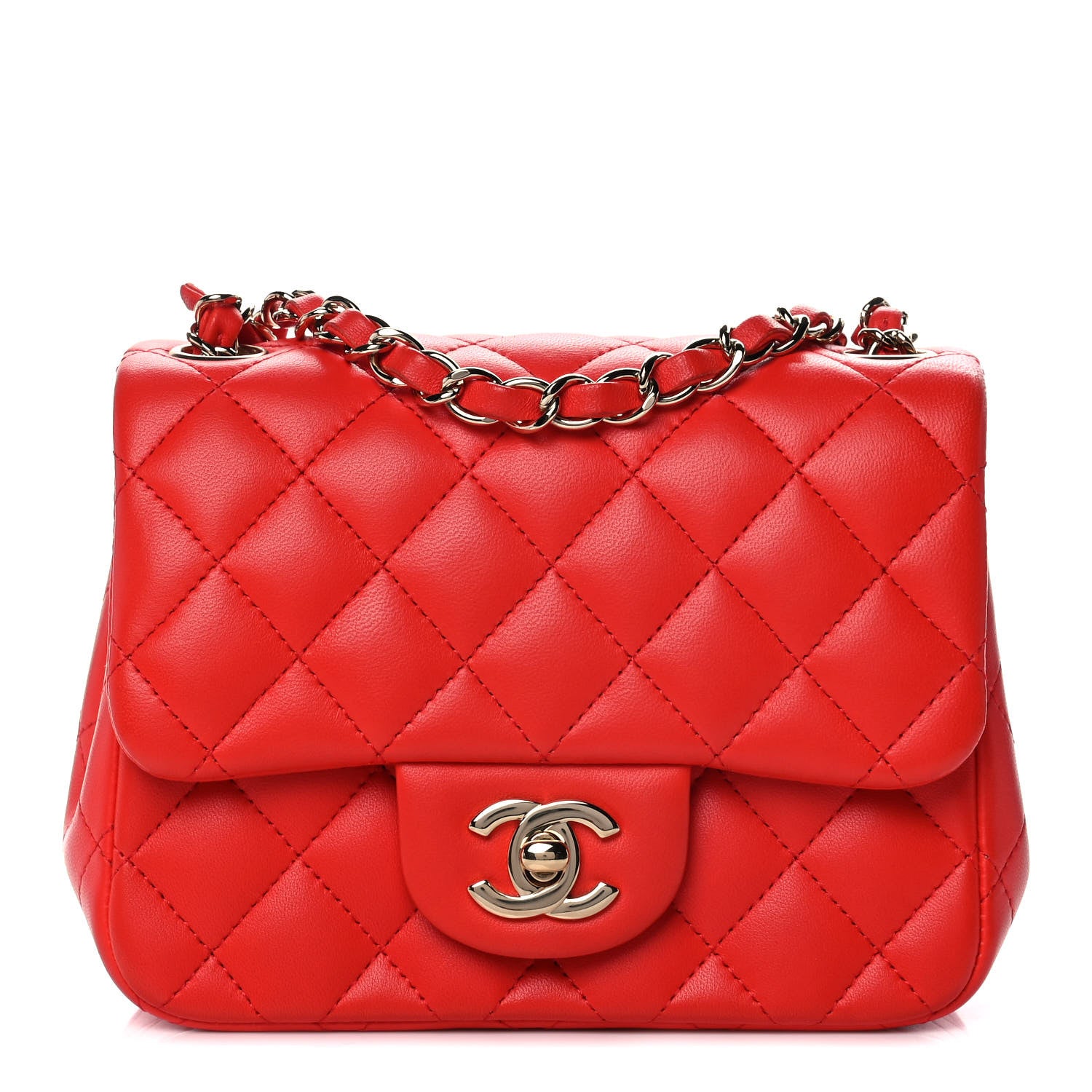Chanel Lambskin Quilted Mini Square Flap Red 1 of 12