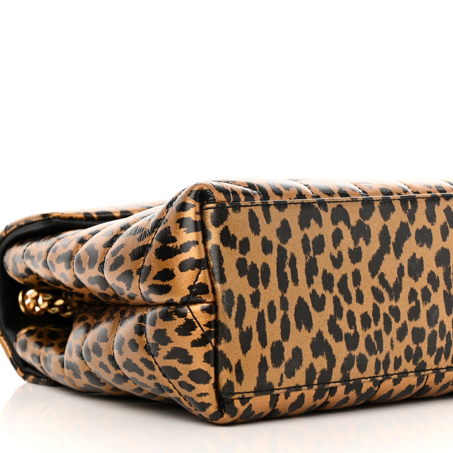 Calfskin Y Quilted Monogram Small Loulou Chain Satchel Leopard