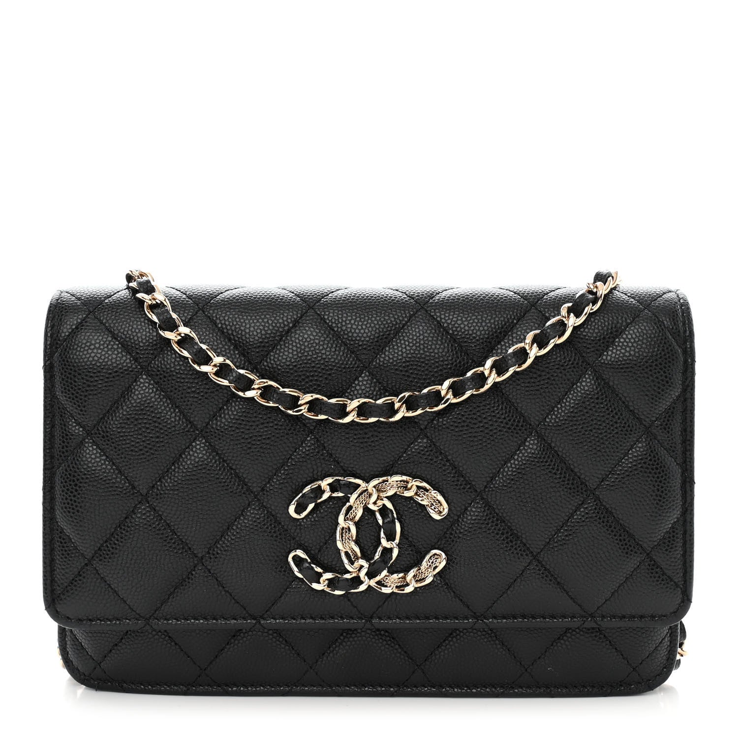 Chanel Caviar Quilted French New Wave Chain CC Wallet On Chain WOC Black 1 of 13