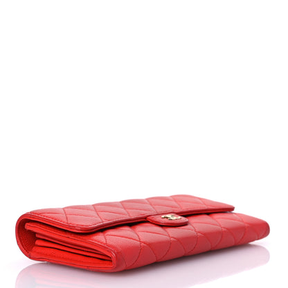 Chanel Caviar Quilted Large Gusset Flap Wallet Red 4 of 17