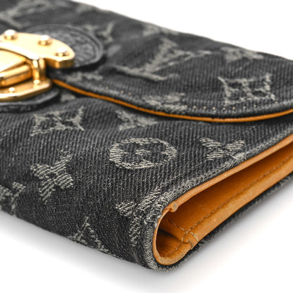 Louis Vuitton Denim Amelia Wallet Black 8 of 8