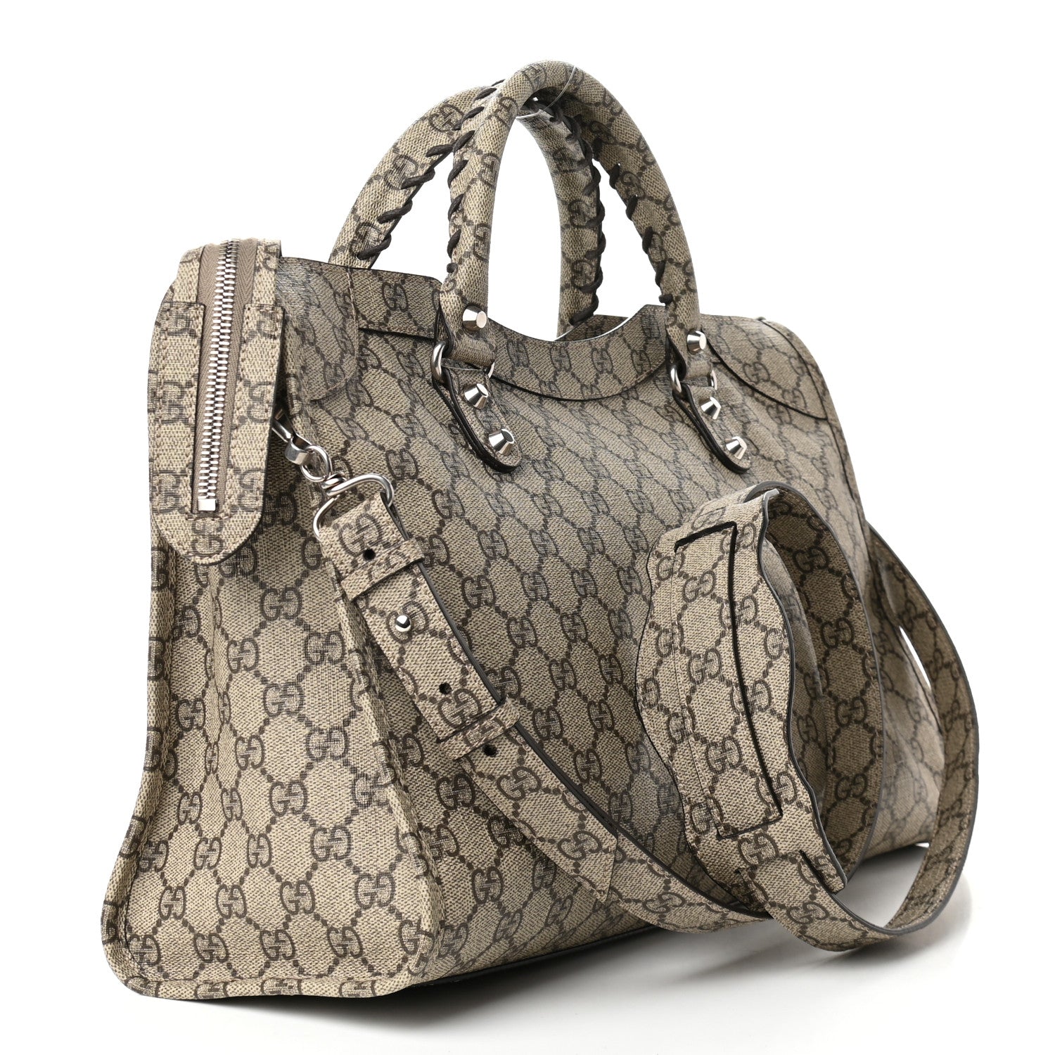 Balenciaga X GUCCI GG Supreme Monogram Neo Classic Silver Hardware City Beige Ebony 3 of 9