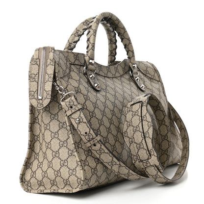 Balenciaga X GUCCI GG Supreme Monogram Neo Classic Silver Hardware City Beige Ebony 3 of 9