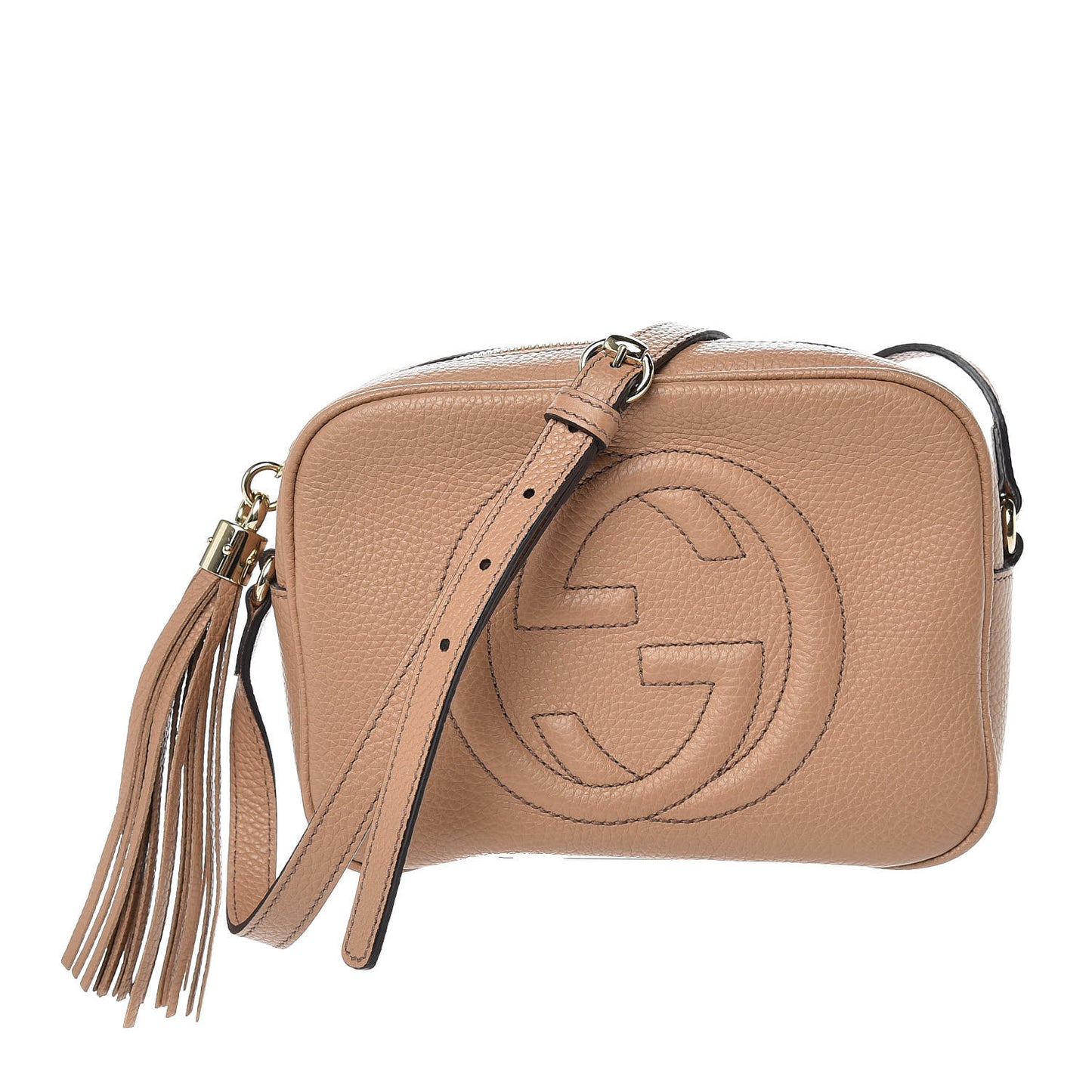 Pebbled Calfskin Small Soho Disco Bag Rose Beige