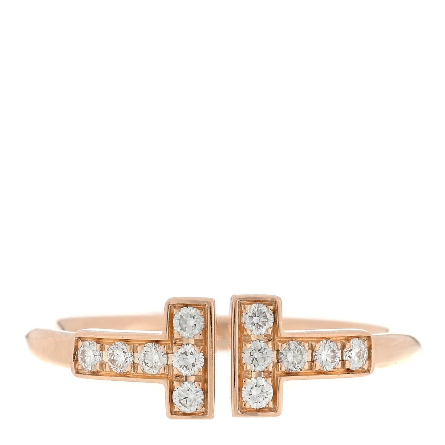 18K Rose Gold Diamond T Wire Ring 47 4
