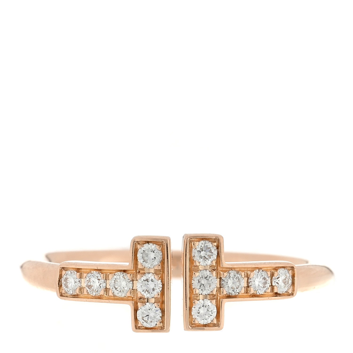 Tiffany 18K Rose Gold Diamond T Wire Ring 47 4 1 of 5