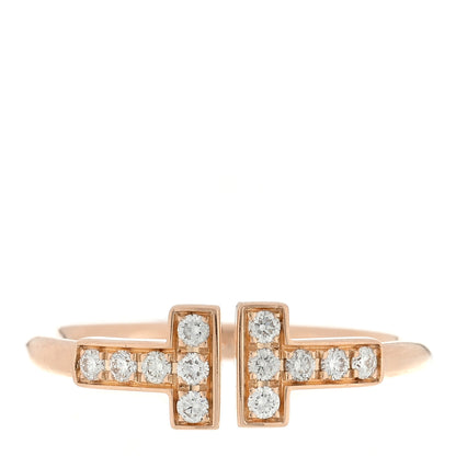 Tiffany 18K Rose Gold Diamond T Wire Ring 47 4 1 of 5