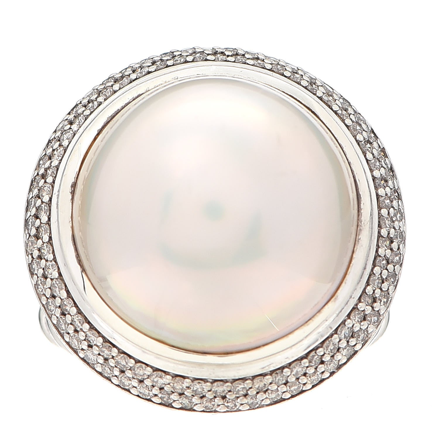 David Yurman Sterling Silver Diamond Pearl 18mm Cerise Ring 52 6 1 of 6