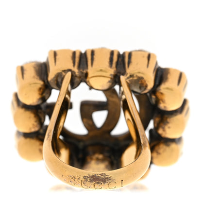 Gucci Metal Crystal Double G Ring XS Aged Gold 3 of 6
