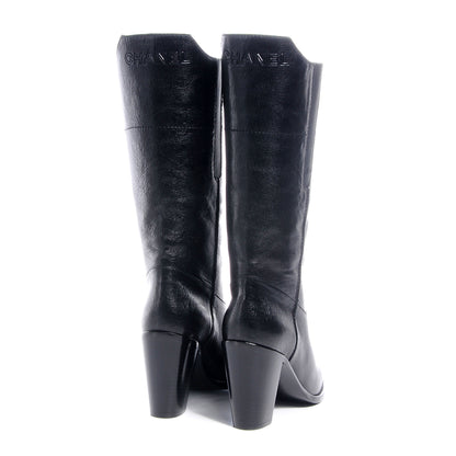 Chanel Textured Calfskin Coco Boy Tall Boots 40 Black 3 of 6