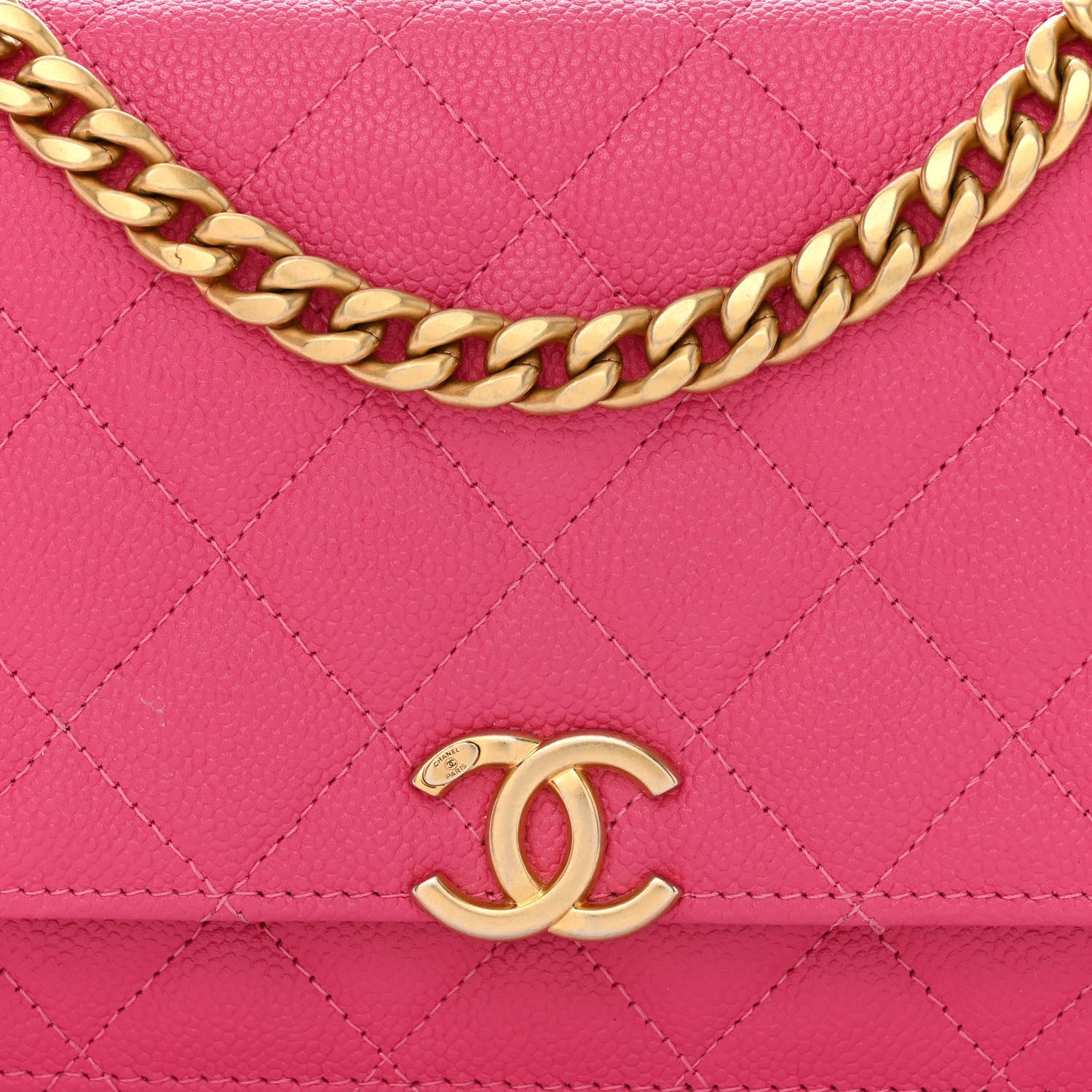 Chanel Shiny Caviar Quilted Chain Melody Wallet On Chain WOC Dark Pink 9 of 12