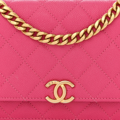 Chanel Shiny Caviar Quilted Chain Melody Wallet On Chain WOC Dark Pink 9 of 12