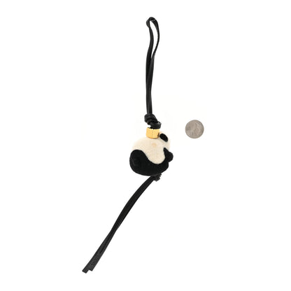 Loewe Calfskin Felt Panda Bag Charm Black White 2 of 6