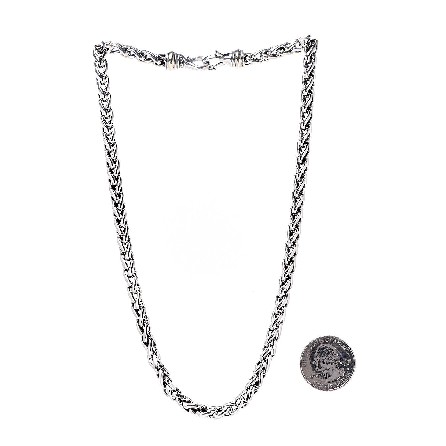 David Yurman Sterling Silver 14K Yellow Gold 6mm Wheat Chain Necklace 3 of 6