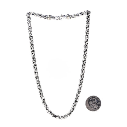 David Yurman Sterling Silver 14K Yellow Gold 6mm Wheat Chain Necklace 3 of 6