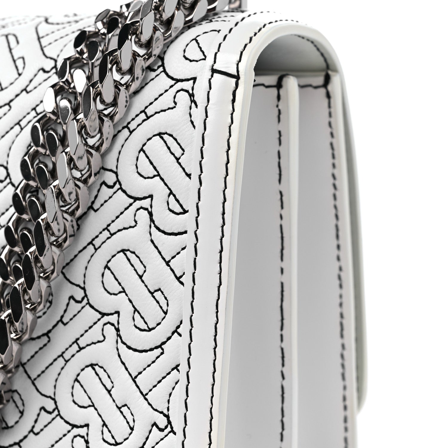 Burberry Calfskin Monogram Embossed Small TB Chain Bag Optic White 12 of 13