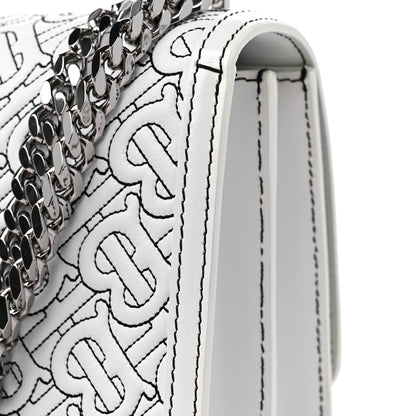 Burberry Calfskin Monogram Embossed Small TB Chain Bag Optic White 12 of 13