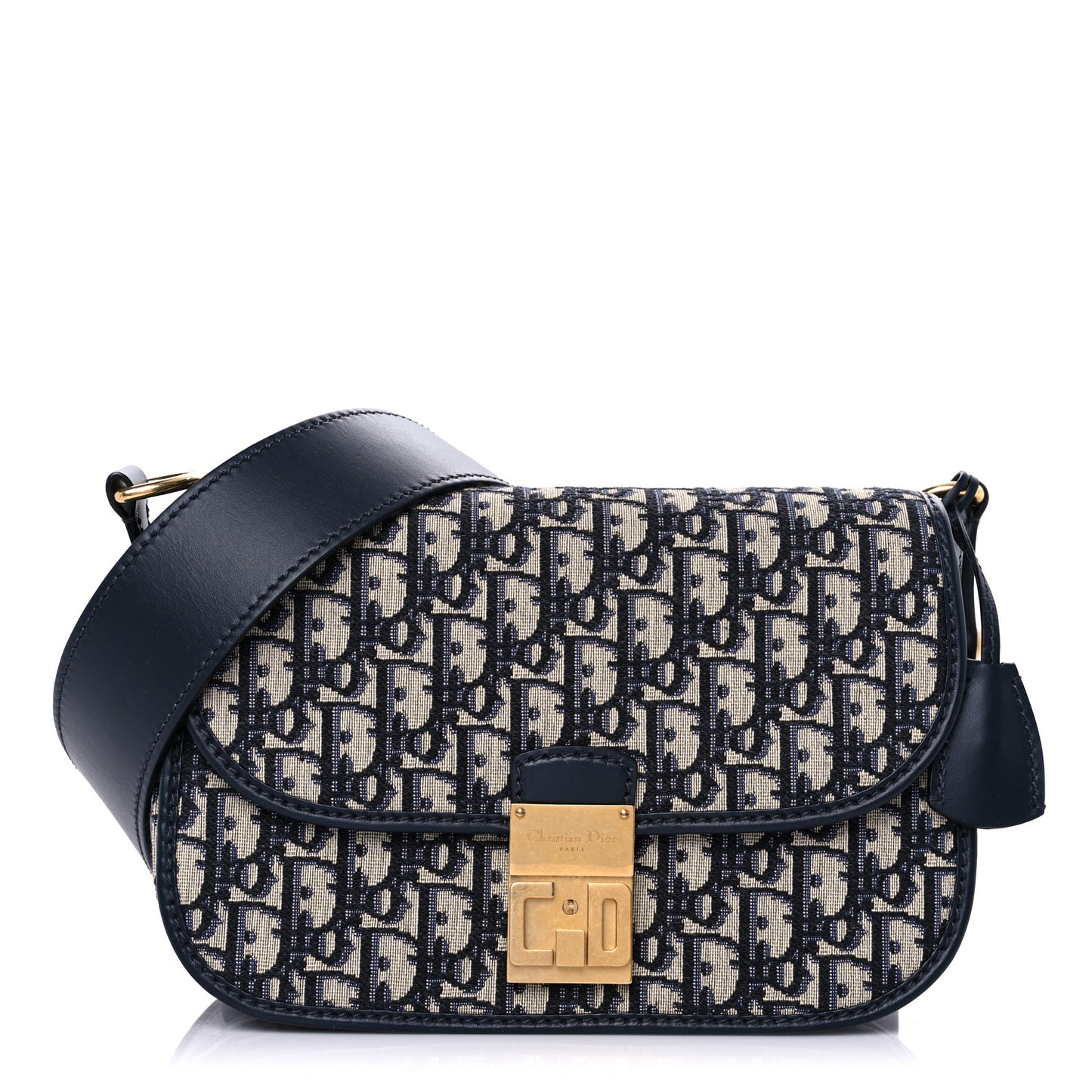 Oblique Flap Bag Navy Blue