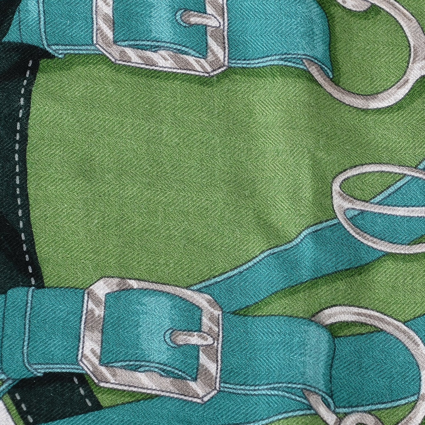 Cashmere Silk La Promenade Du Matin Shawl 140 Petrole Gris Chine Vert