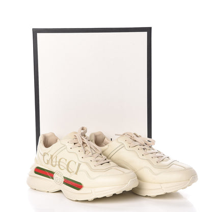 Gucci Calfskin Logo Mens Rhyton Sneakers 8.5 Ivory 7 of 7