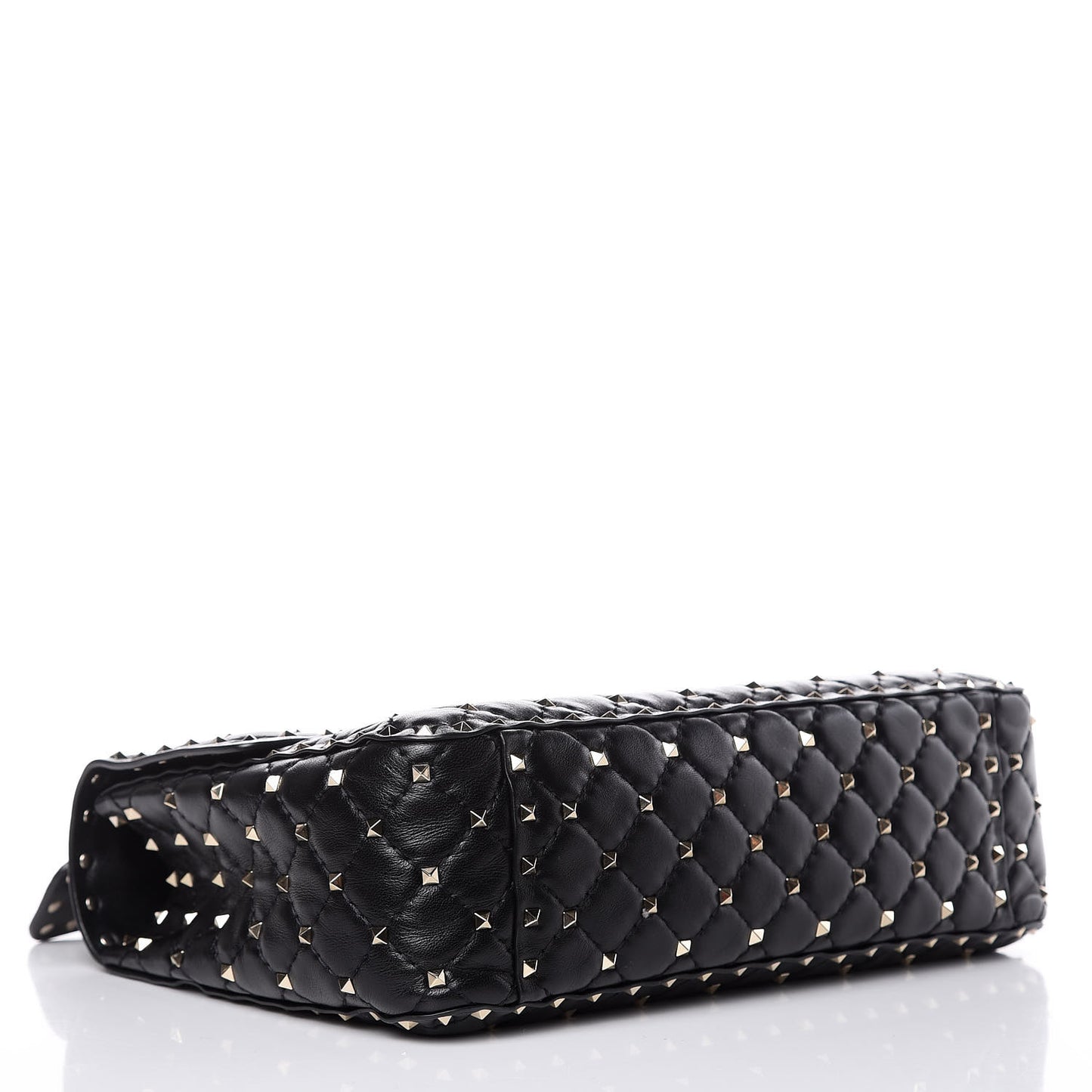 Lambskin Large Rockstud Spike Shoulder Bag Black