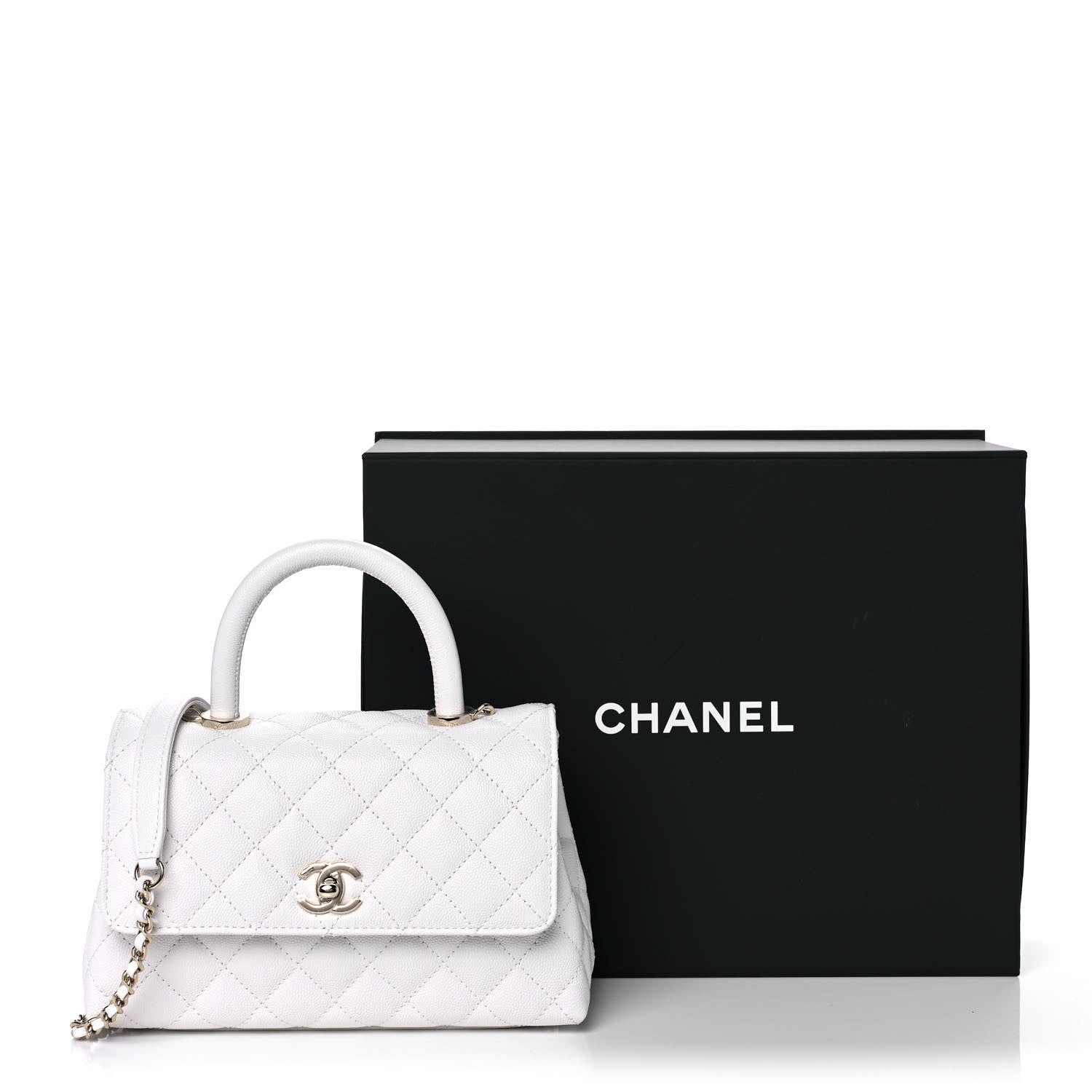 Chanel Caviar Quilted Mini Coco Handle Flap White 12 of 12
