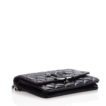 Chanel Iridescent Caviar Crystal Quilted Wallet On Chain WOC Black 4 of 9