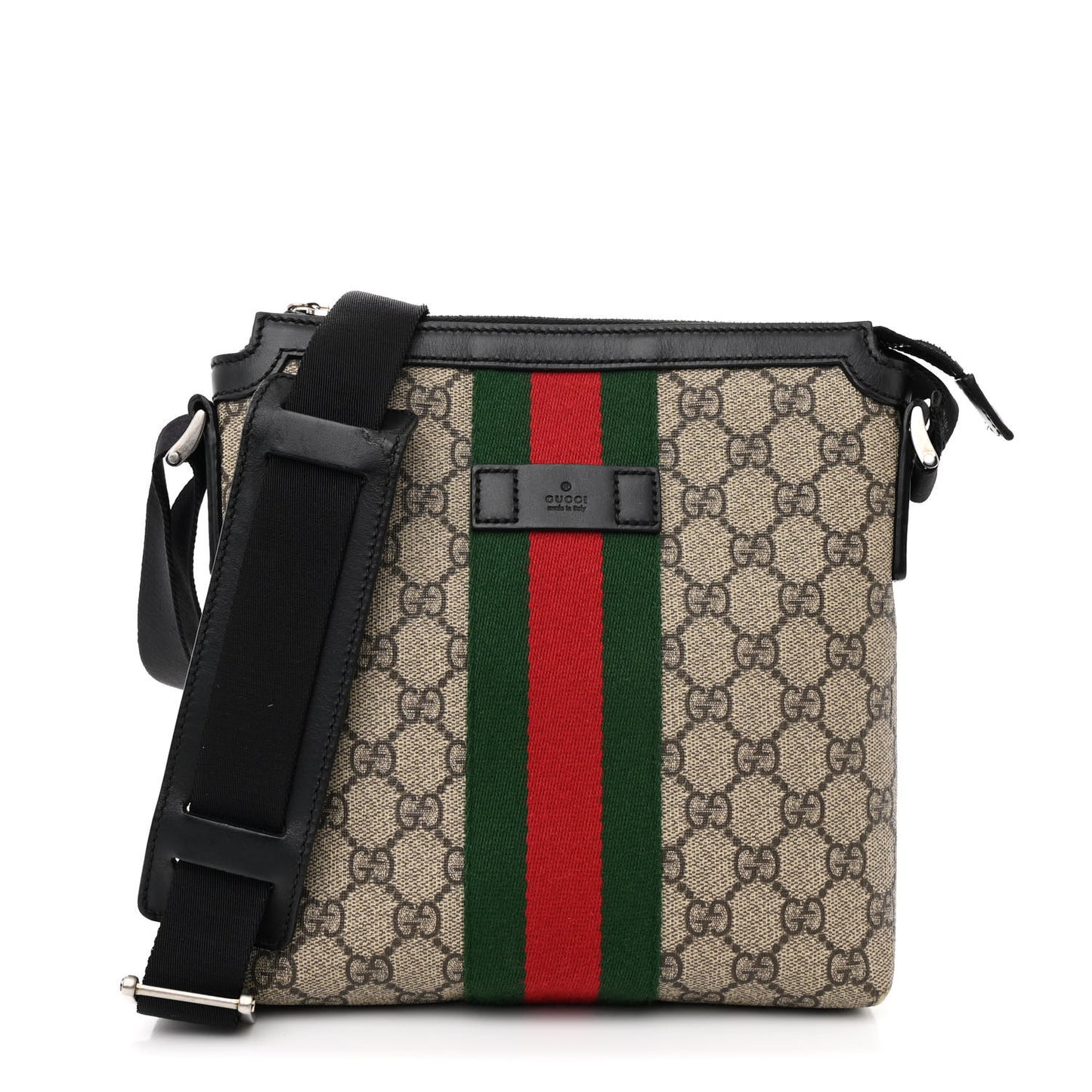 GG Supreme Monogram Web Messenger Bag Black