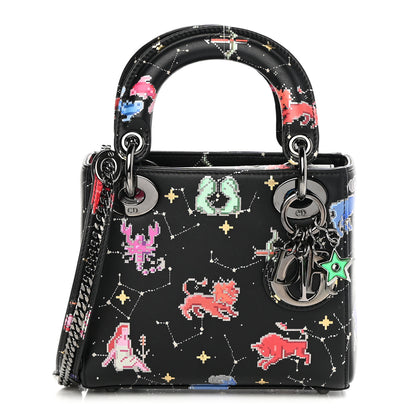 Christian Dior Calfskin Pixel Zodiac Mini Lady Dior Black Multicolor 1 of 10