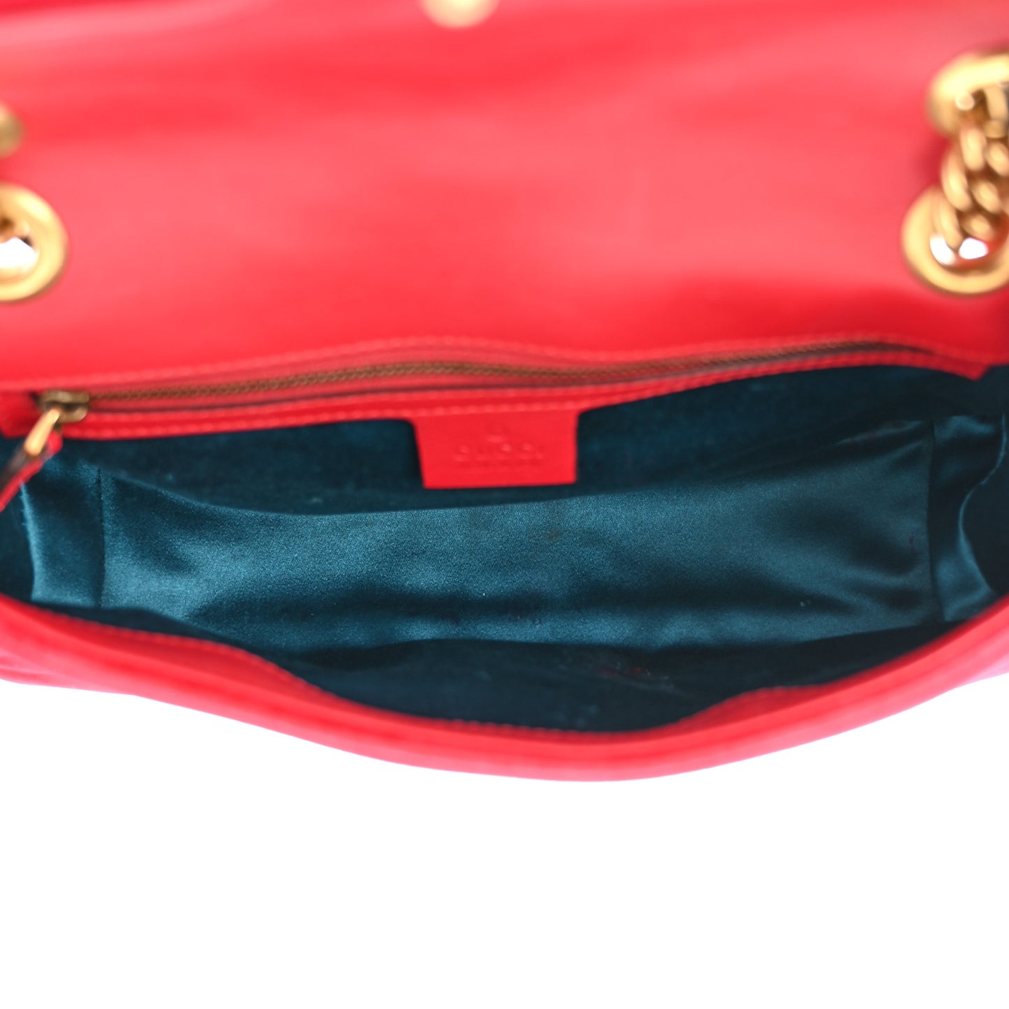 Velvet Matelasse Small GG Marmont Shoulder Bag Hibiscus Red