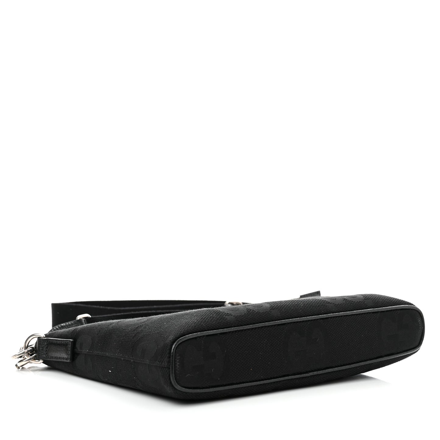 Monogram Jumbo GG Textured Dollar Calfskin Wristlet Messenger Bag Black