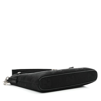 Gucci Monogram Jumbo GG Textured Dollar Calfskin Wristlet Messenger Bag Black 4 of 11