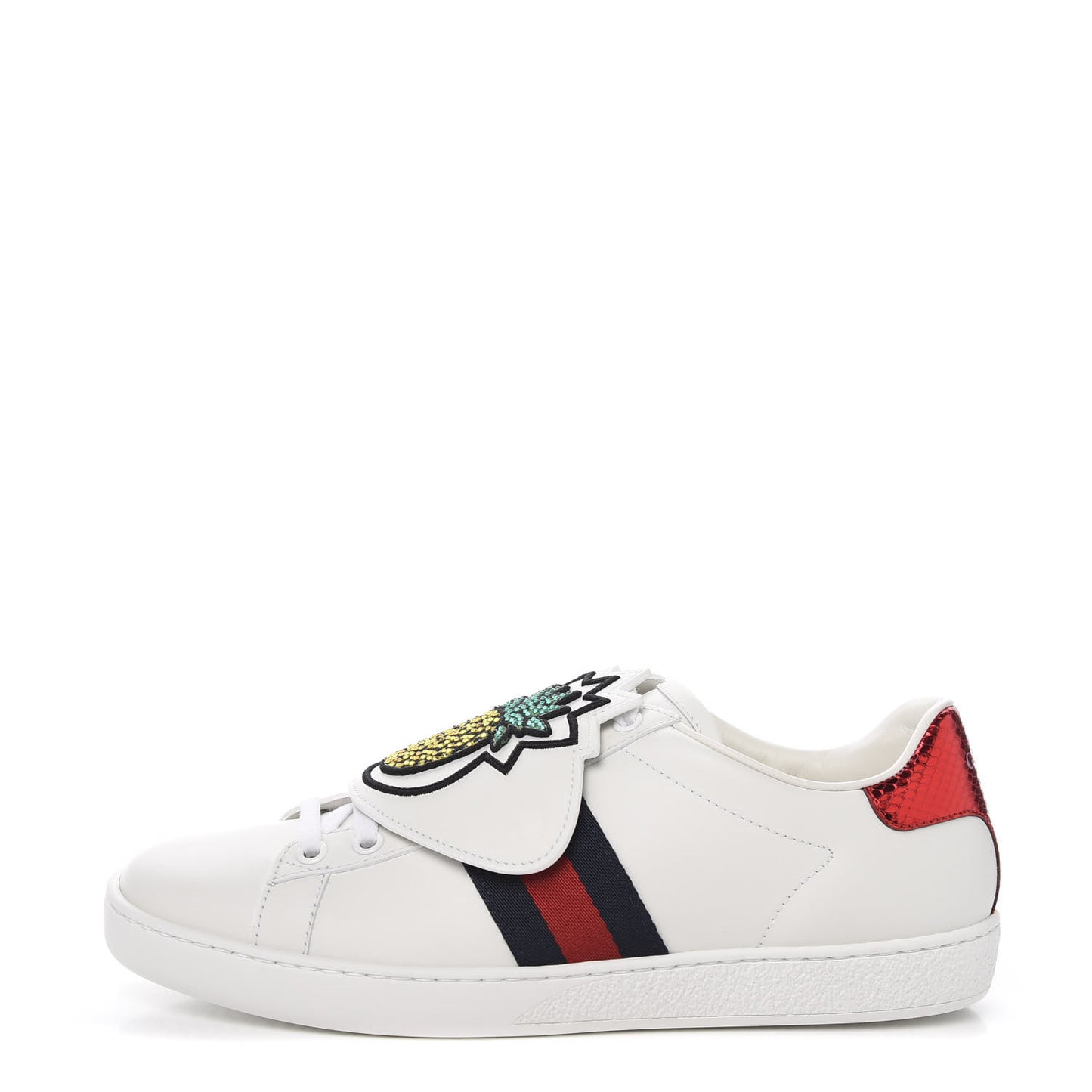 Calfskin Ayers Crystal Web Womens New Ace Pineapple Sneakers 38 White