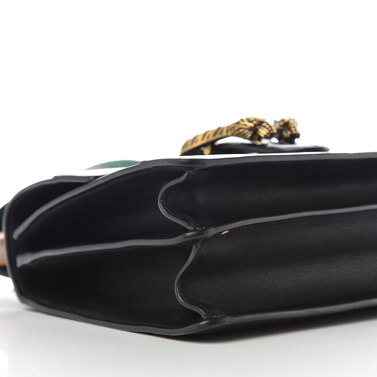 Gucci Moon Calfskin Web Medium Dionysus Bamboo Top Handle Bag Black Bright Evergreen Hibiscus Red 5 of 14
