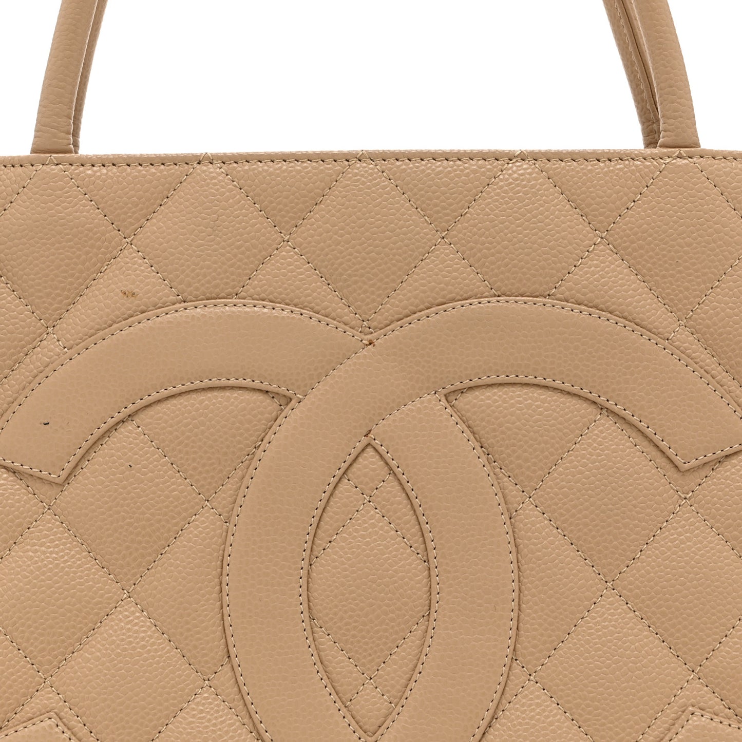 Caviar Quilted Medallion Tote Beige